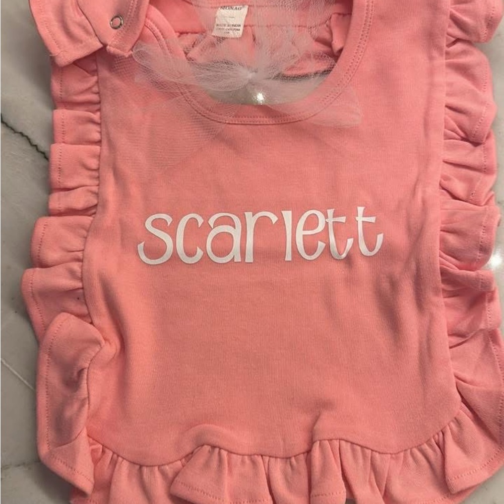 Pink Ruffled Baby Bib Scarlett